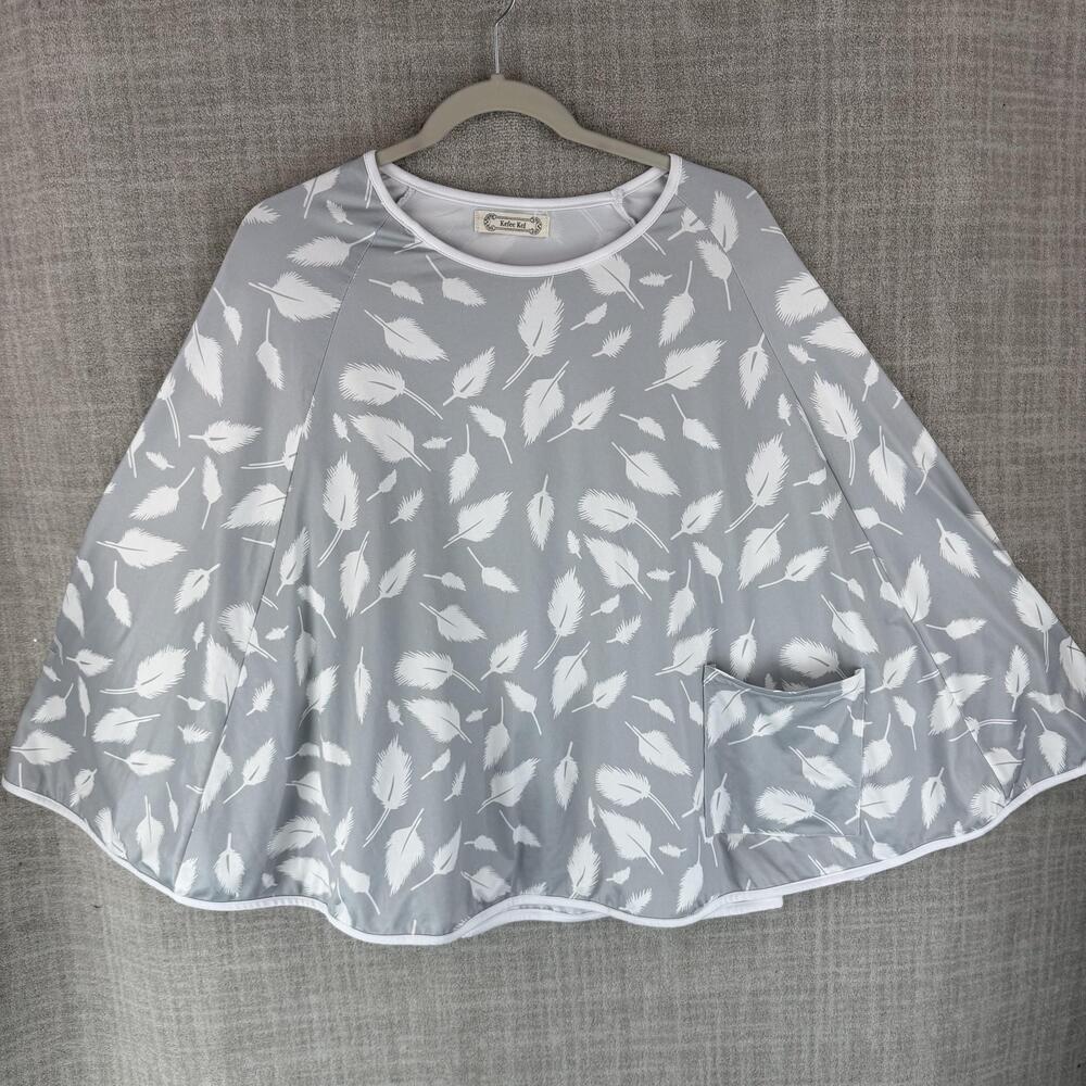 Kefee Kol Blouse Womens One Size Gray Tunic Kimono Sleeve Round Neck Lightweight